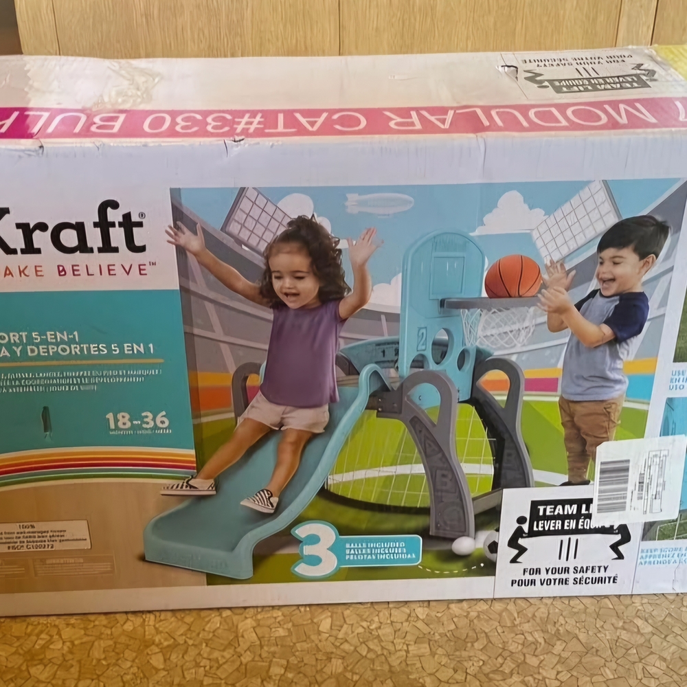 5-in-1 Sports Play Center for Kids - Teal and Gray